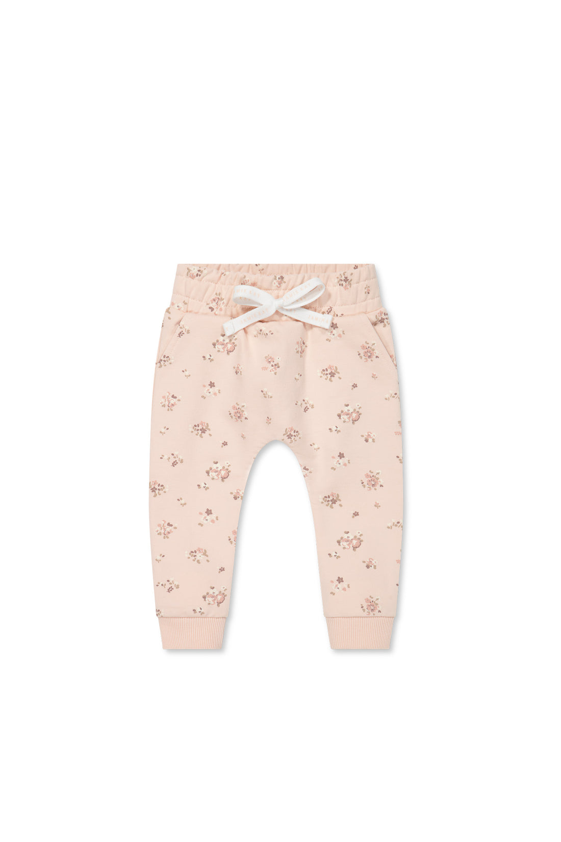 Organic Cotton Morgan Track Pant - Petite Fleur Soft Peony Childrens Pant from Jamie Kay NZ