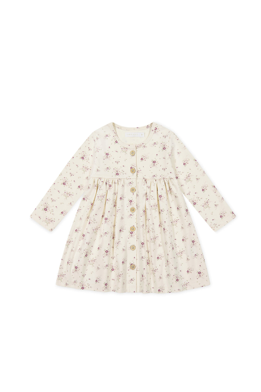 Organic Cotton Poppy Dress - Sweet William Floral Natural Childrens Dress from Jamie Kay NZ