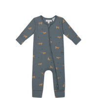 Organic Cotton Reese Zip Onepiece - Lenny Leopard Smoke Childrens Onepiece from Jamie Kay NZ