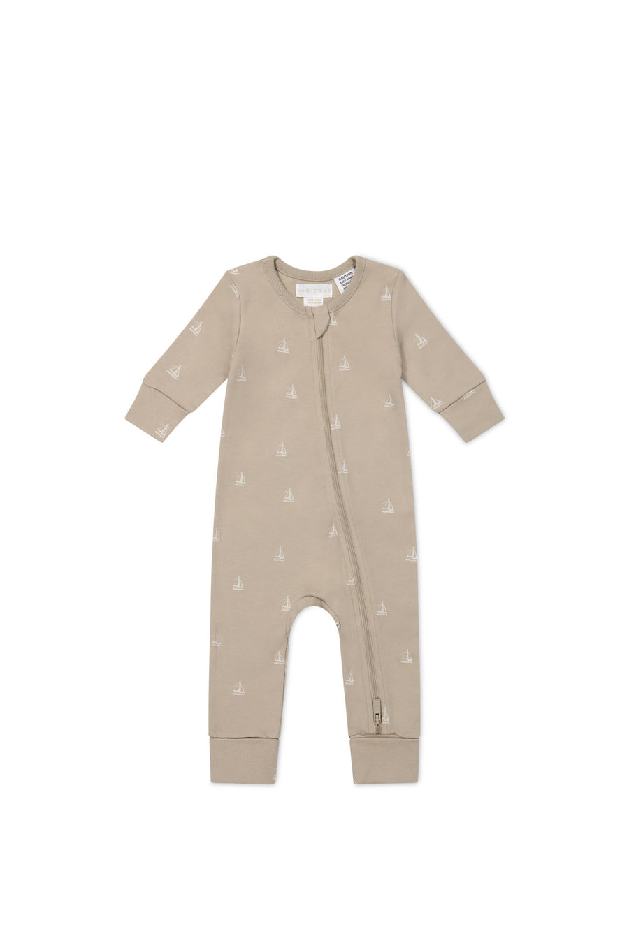 Organic Cotton Reese Zip Onepiece - Set Sail Vintage Taupe Childrens Onepiece from Jamie Kay NZ