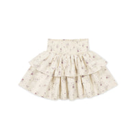 Organic Cotton Ruby Skirt - Sweet William Floral Natural Childrens Skirt from Jamie Kay NZ