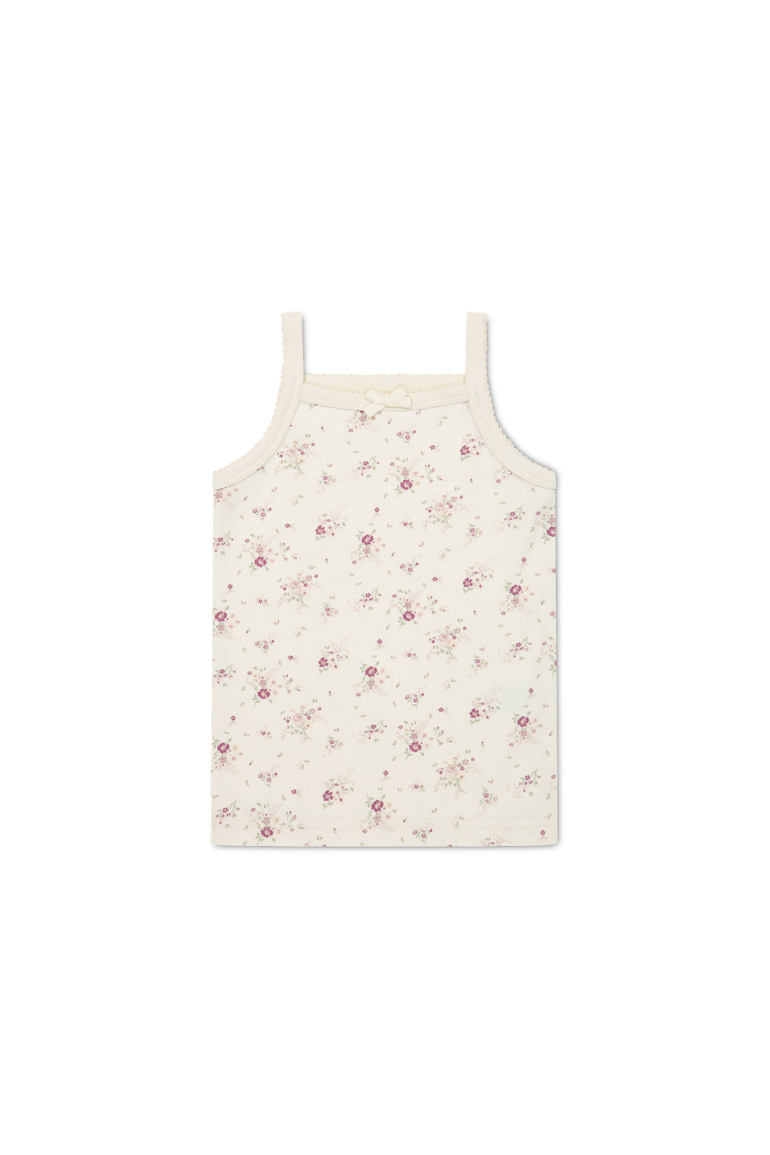 Organic Cotton Singlet - Sweet William Floral Natural Childrens Singlet from Jamie Kay NZ