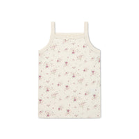 Organic Cotton Singlet - Sweet William Floral Natural Childrens Singlet from Jamie Kay NZ