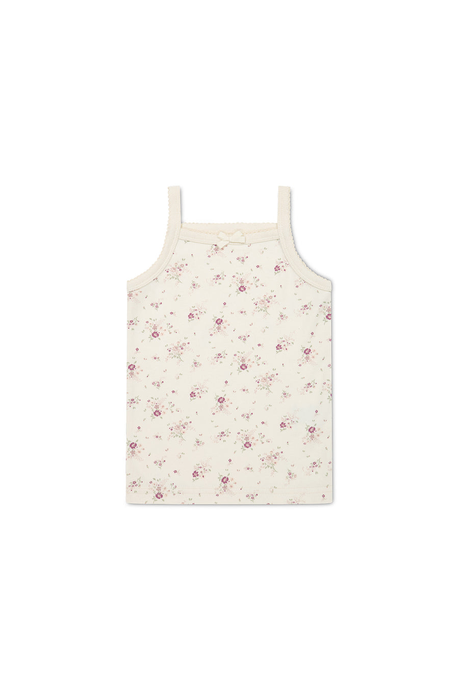 Organic Cotton Singlet - Sweet William Floral Natural Childrens Singlet from Jamie Kay NZ