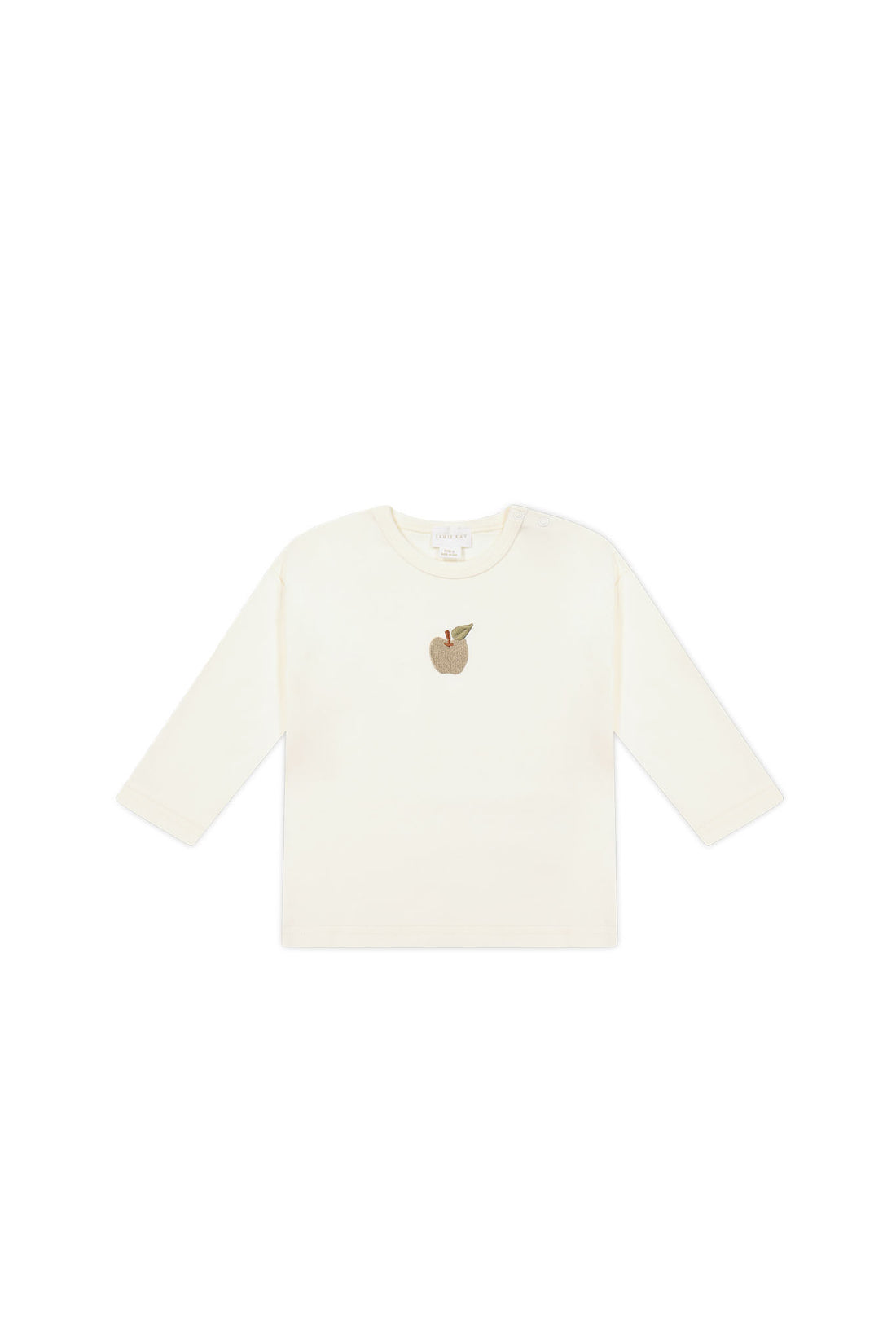 Pima Cotton Arnold Long Sleeve Top - Parchment Fresh Apple Childrens Top from Jamie Kay NZ