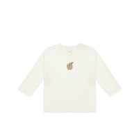 Pima Cotton Arnold Long Sleeve Top - Parchment Fresh Apple Childrens Top from Jamie Kay NZ