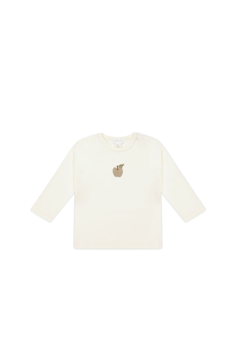 Pima Cotton Arnold Long Sleeve Top - Parchment Fresh Apple Childrens Top from Jamie Kay NZ