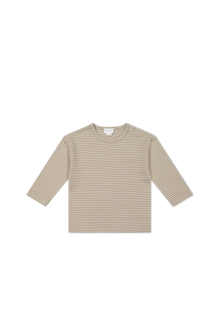 Pima Cotton Arnold Long Sleeve Top - Vintage Taupe/Cloud Stripe Childrens Top from Jamie Kay NZ