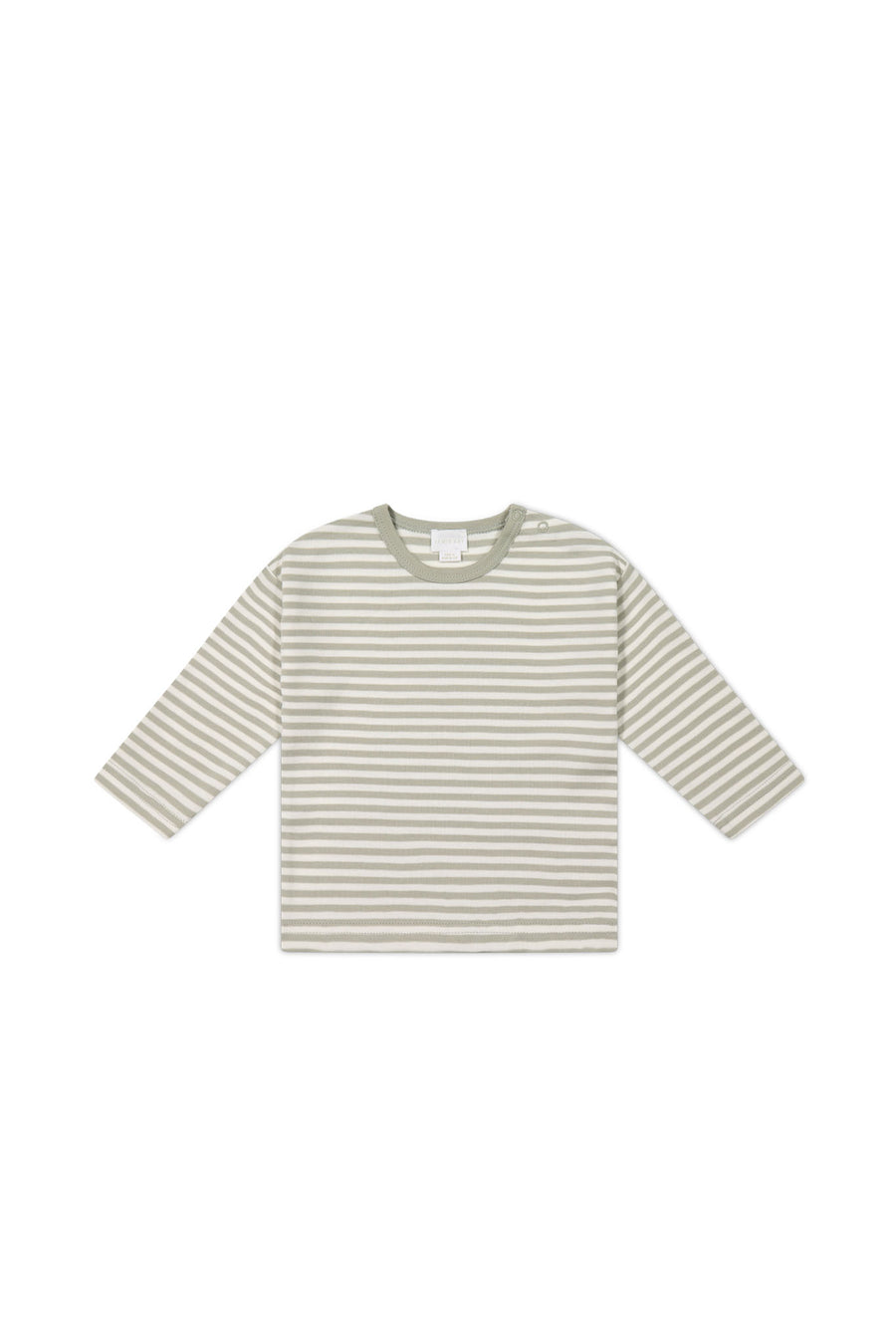 Pima Cotton Arnold Long Sleeve Top - Narrow Stripe Moss/Cloud Childrens Top from Jamie Kay NZ