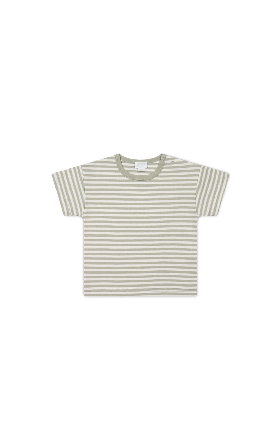 Pima Cotton Hunter Tee - Narrow Stripe Moss/Cloud Childrens Top from Jamie Kay NZ