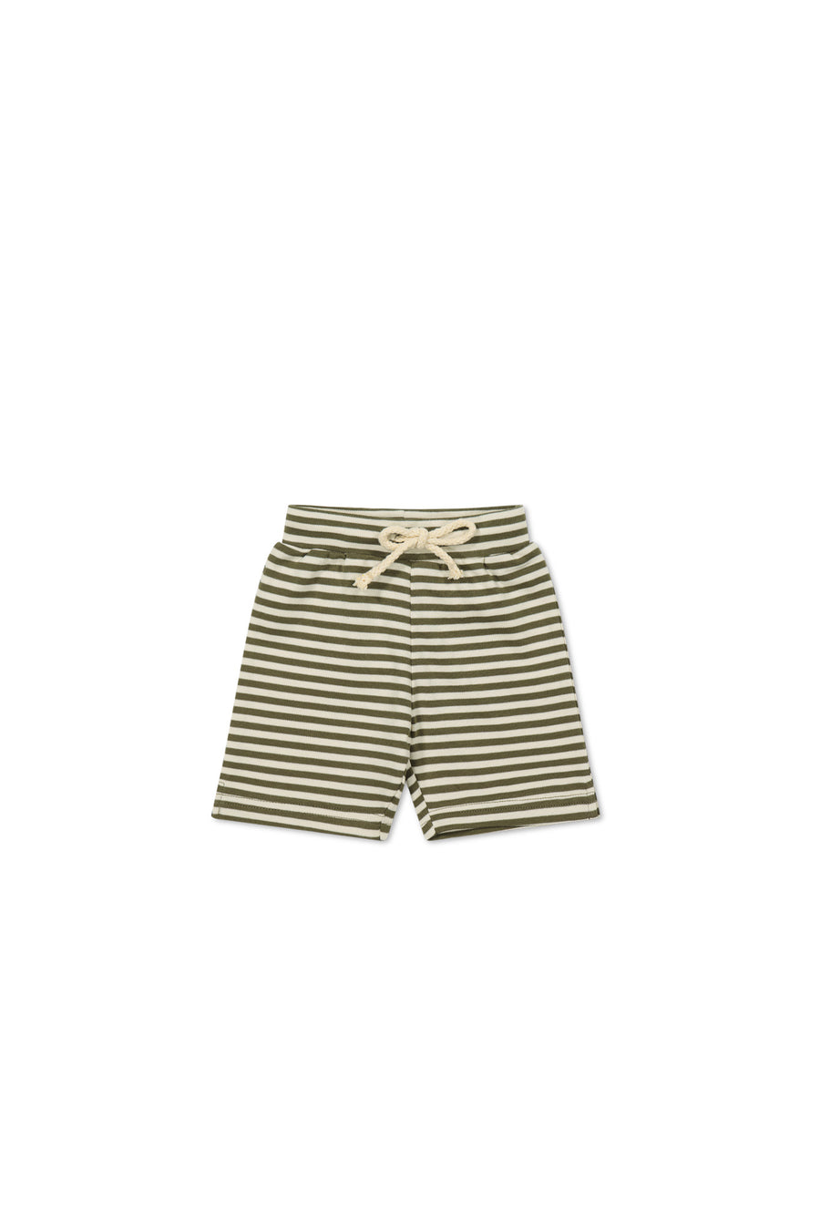 Pima Cotton Marley Short - Narrow Stripe Deep Olive/Soft Clay Childrens Short from Jamie Kay NZ