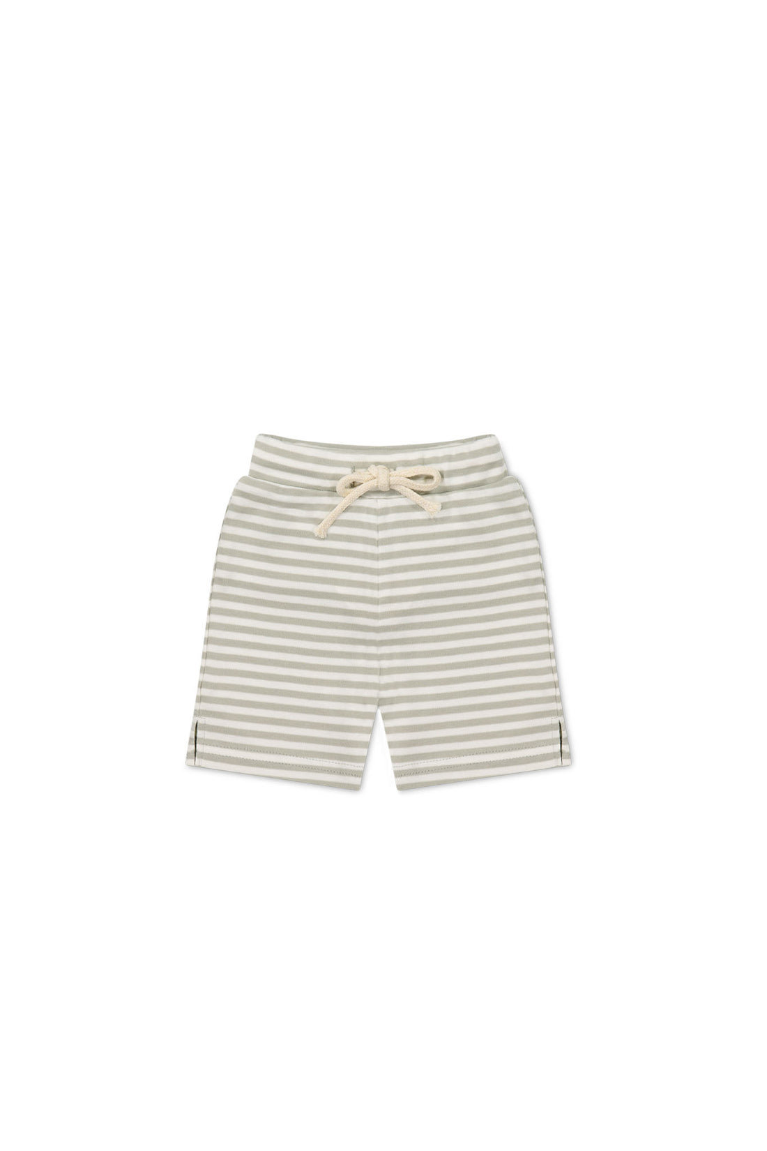 Pima Cotton Marley Short - Narrow Stripe Moss/Cloud Childrens Short from Jamie Kay NZ