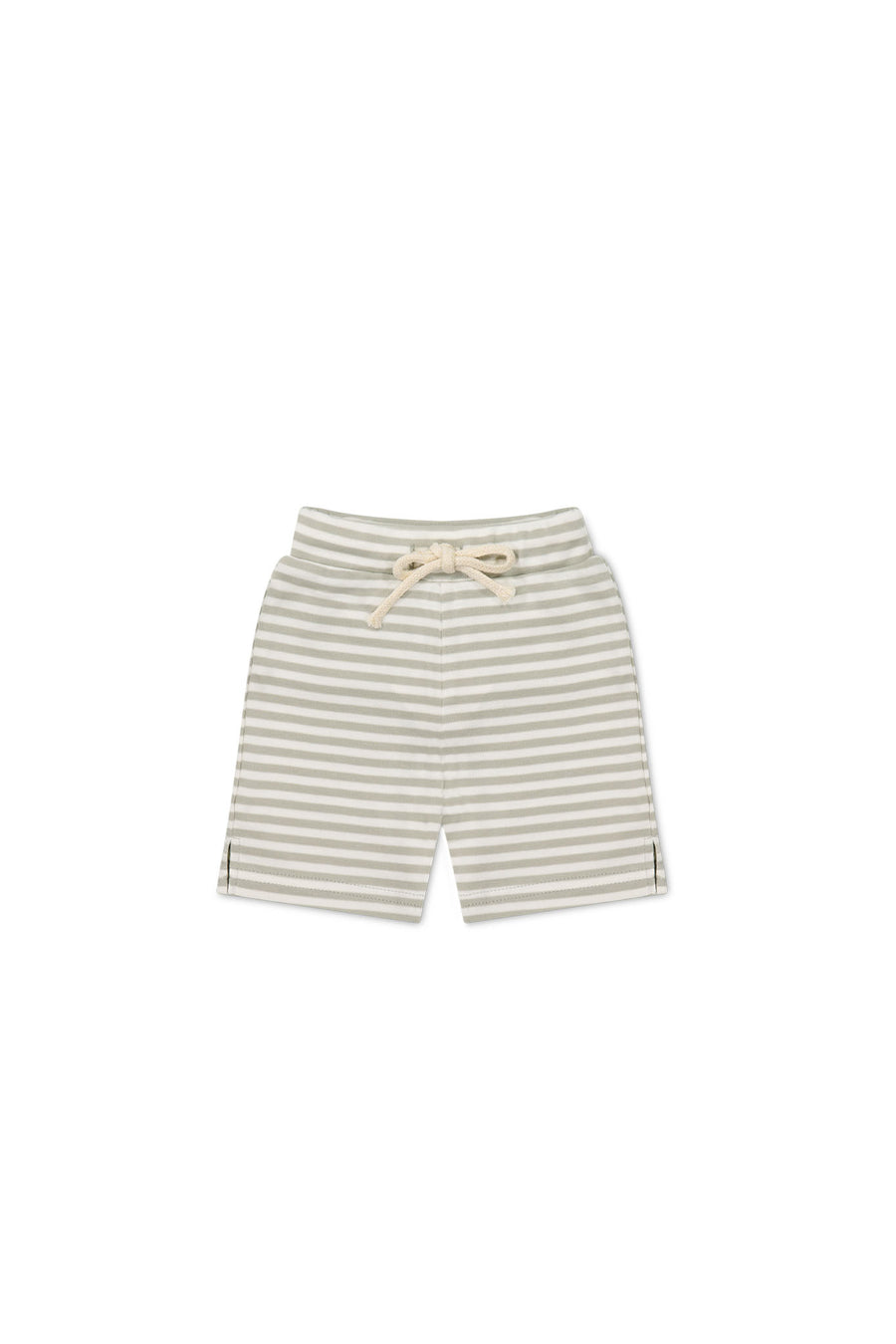 Pima Cotton Marley Short - Narrow Stripe Moss/Cloud Childrens Short from Jamie Kay NZ