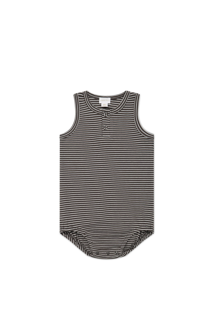 Pima Cotton Noah Playsuit - Dark Coffee/Vintage Taupe Childrens Playsuit from Jamie Kay NZ