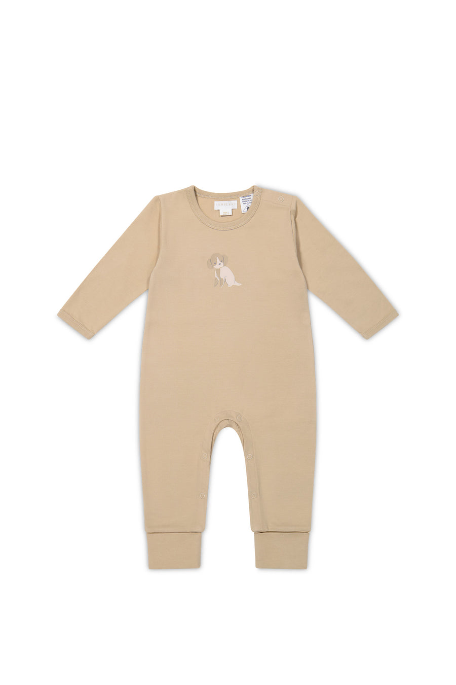 Rib Onepiece - Charlie the Dog Cashew Childrens Pyjama from Jamie Kay NZ