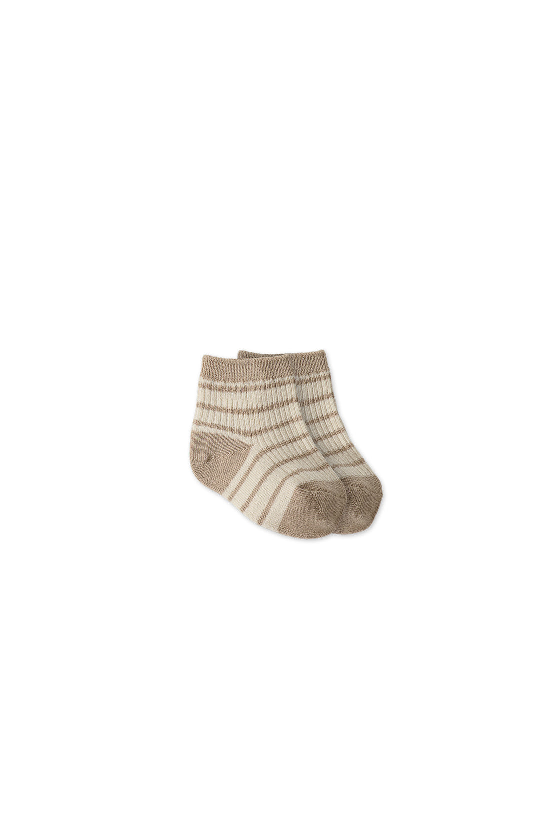 Rocco Stripe Crew Socks - Fawn/Soft Clay Childrens Sock from Jamie Kay NZ