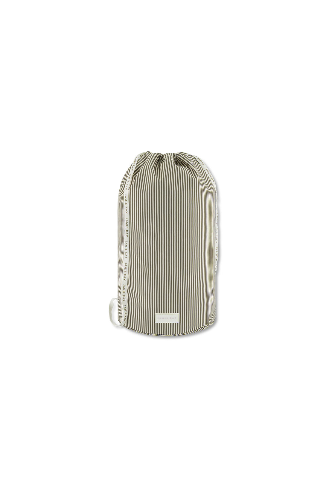 Swim Bag - Fine Vertical Stripe Dark Olive Childrens Swimwear from Jamie Kay NZ