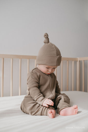 Organic Cotton Modal Marley Beanie - Pecan Childrens Hat from Jamie Kay NZ
