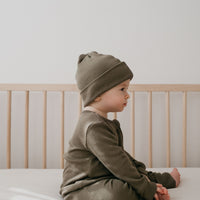 Organic Cotton Modal Marley Beanie - Khaki Childrens Hat from Jamie Kay NZ