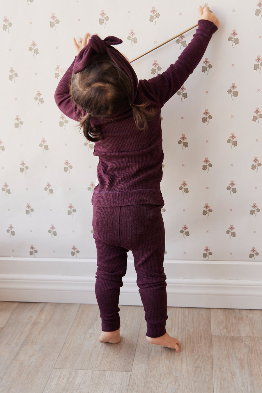Organic Cotton Modal Long Sleeve Bodysuit - Sugar Plum Marle Childrens Bodysuit from Jamie Kay NZ
