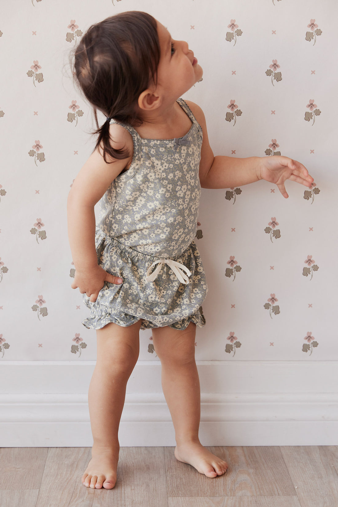 Organic Cotton Frill Bloomer - Greta Griffin Floral Childrens Bloomer from Jamie Kay NZ