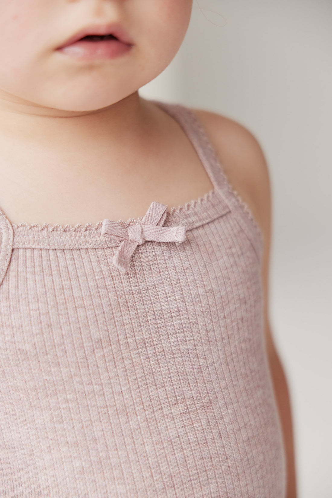 Organic Cotton Modal Singlet Bodysuit - Mushroom Marle Childrens Bodysuit from Jamie Kay NZ