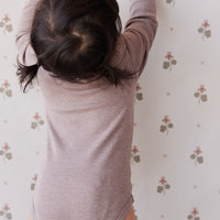 Pima Cotton Fayette Long Sleeve Bodysuit - Mushroom Marle Childrens Bodysuit from Jamie Kay NZ
