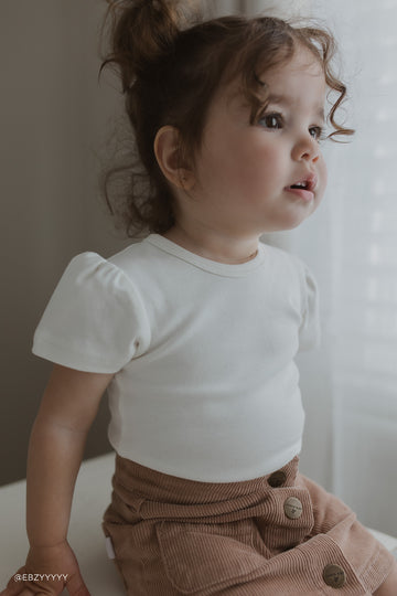 Pima Cotton Tasha Short Sleeve Bodysuit - Milk Childrens Bodysuit from Jamie Kay NZ