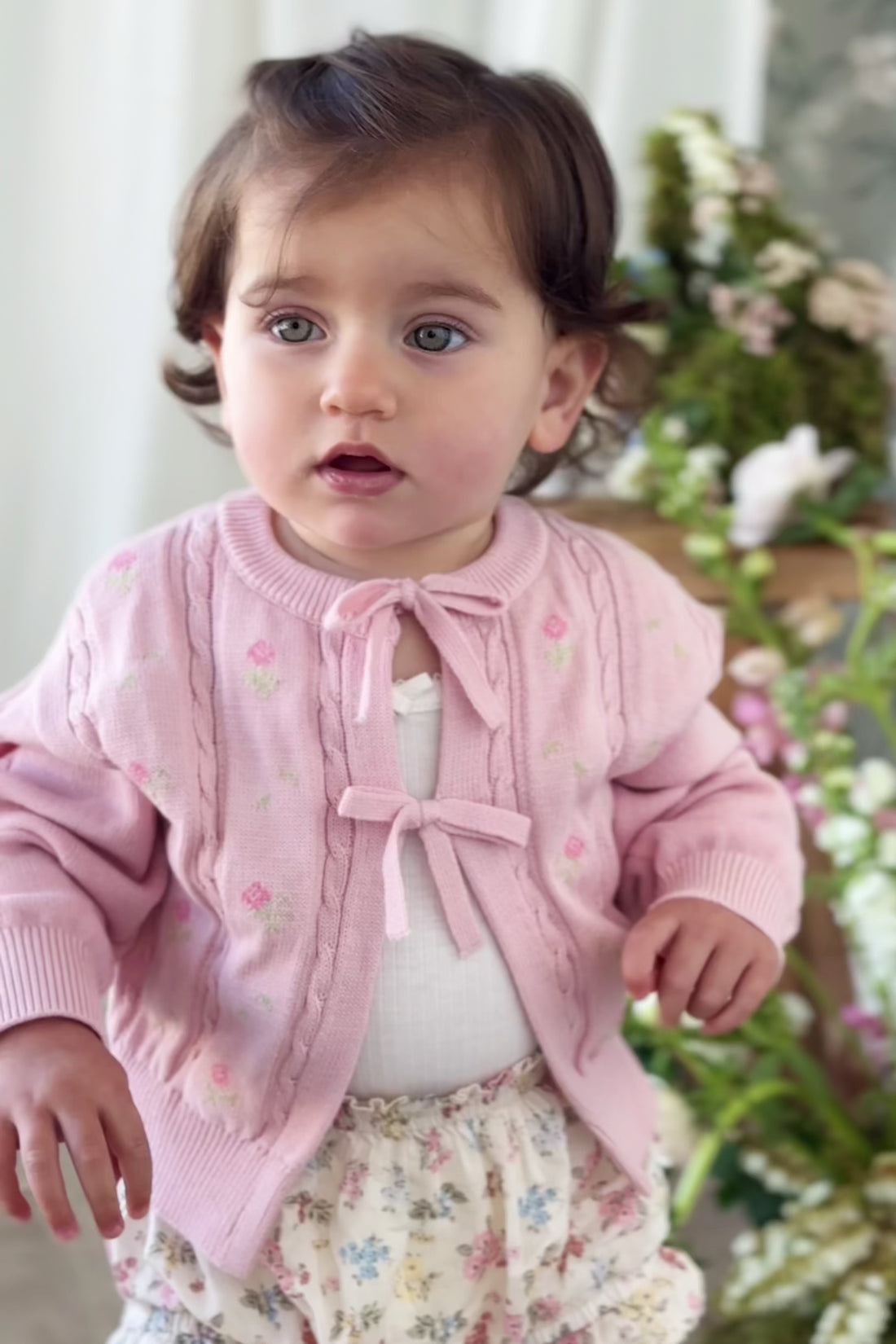 Anabella Knitted Cardigan - Annabella Jacquard Trinket Childrens Cardigan from Jamie Kay NZ