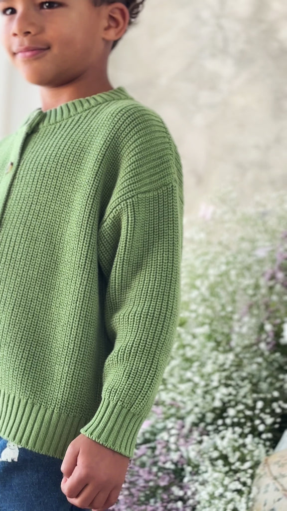 Johan Knitted Cardigan - Matcha Childrens Cardigan from Jamie Kay NZ