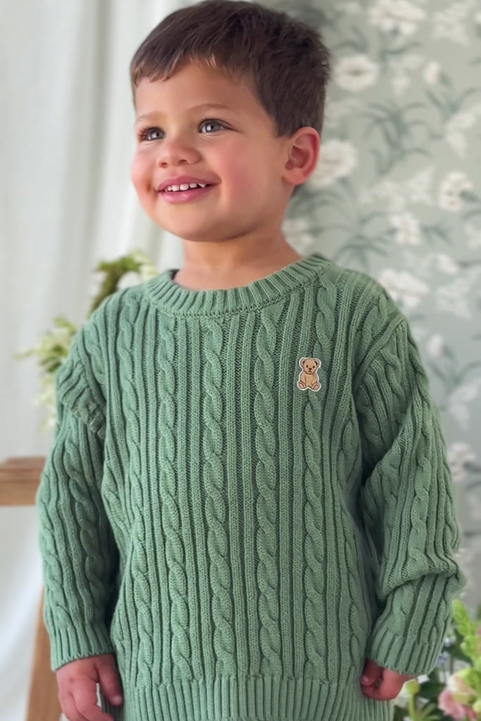 Richard Knit Jumper - Dark Jade Childrens Jumper from Jamie Kay NZ