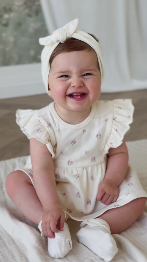 Organic Cotton Rib Elianna Playsuit - Emma Whisper Childrens Playsuit from Jamie Kay NZ