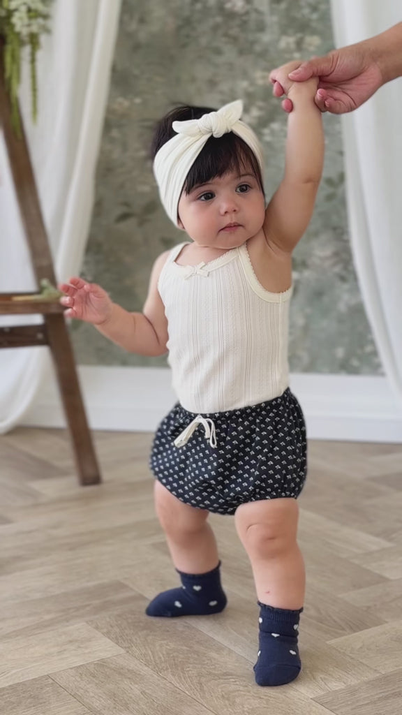 Organic Cotton Classic Bloomer - Lisa Petite Indigo Childrens Bloomer from Jamie Kay NZ