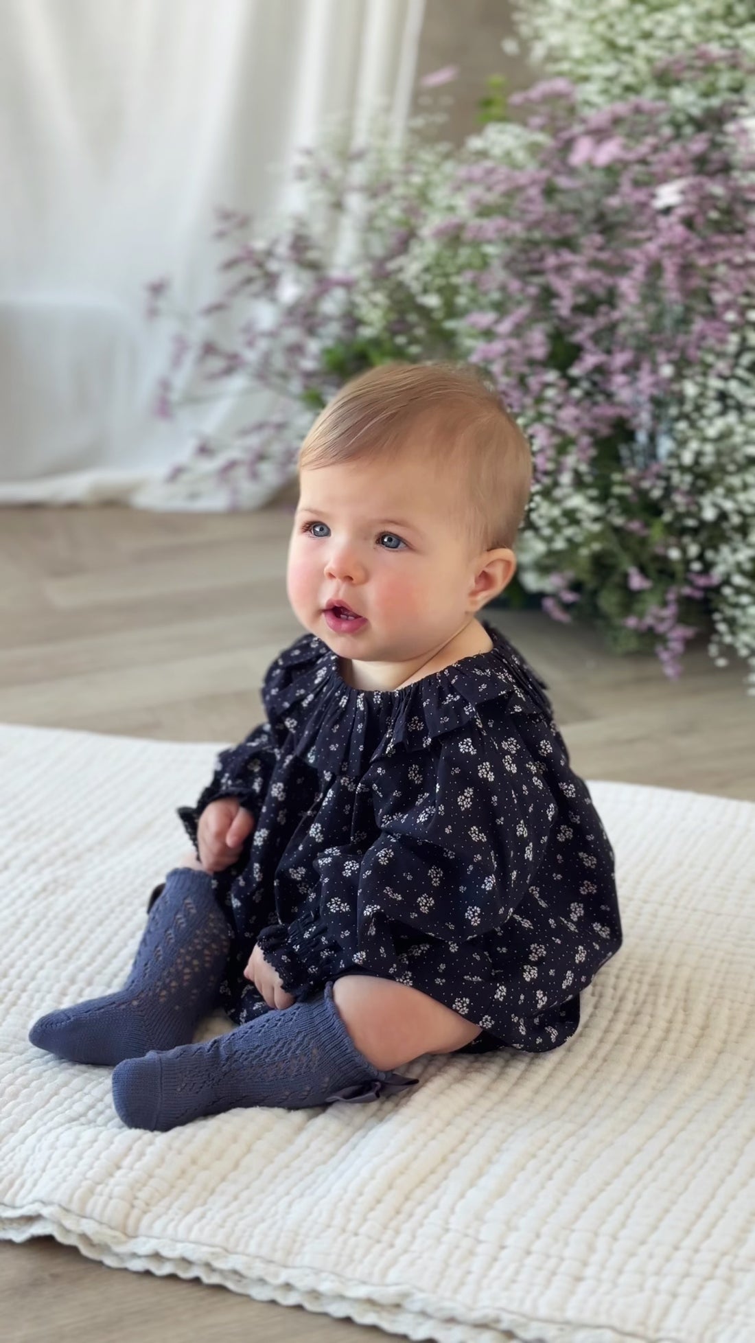 Organic Cotton Dominique Top - Maisie Navy Childrens Top from Jamie Kay NZ