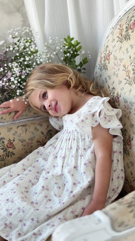 Organic Cotton Caroline Dress - Molly Lilac Childrens Dress from Jamie Kay NZ