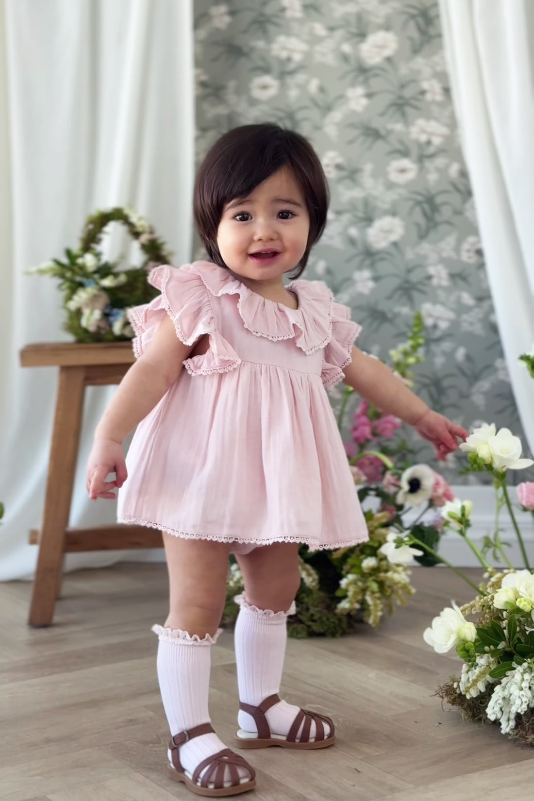 Organic Cotton Muslin Frannie Playsuit - Cotton Candy Childrens Playsuit from Jamie Kay NZ