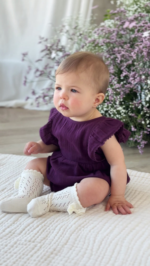 Organic Cotton Muslin Lace Dress - Fig Childrens Dress from Jamie Kay NZ
