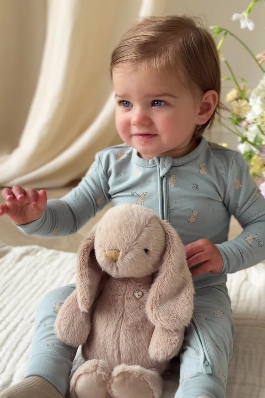 Organic Cotton Frankie Onepiece-Lapin Jardin Blue Childrens Onepiece from Jamie Kay NZ