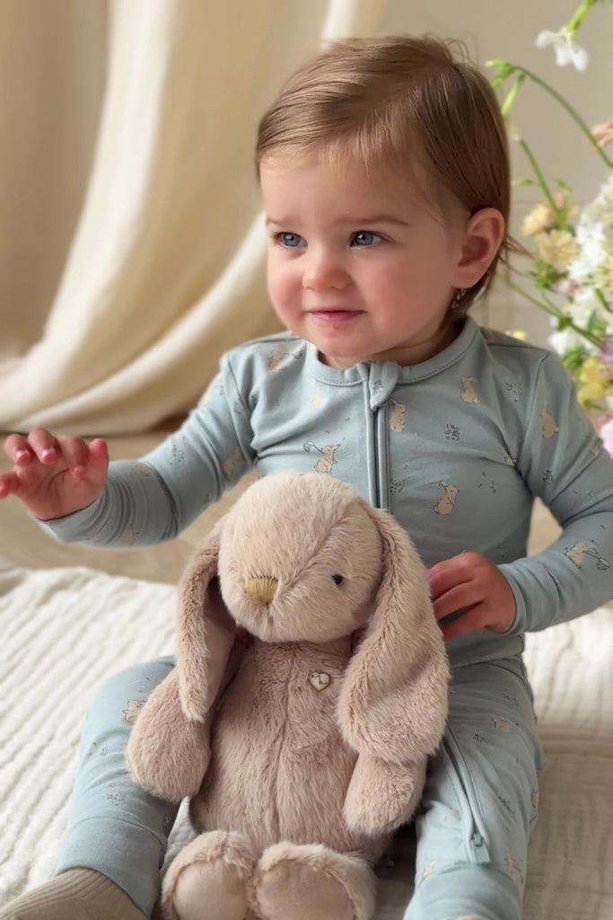 Organic Cotton Frankie Onepiece-Lapin Jardin Blue Childrens Onepiece from Jamie Kay NZ