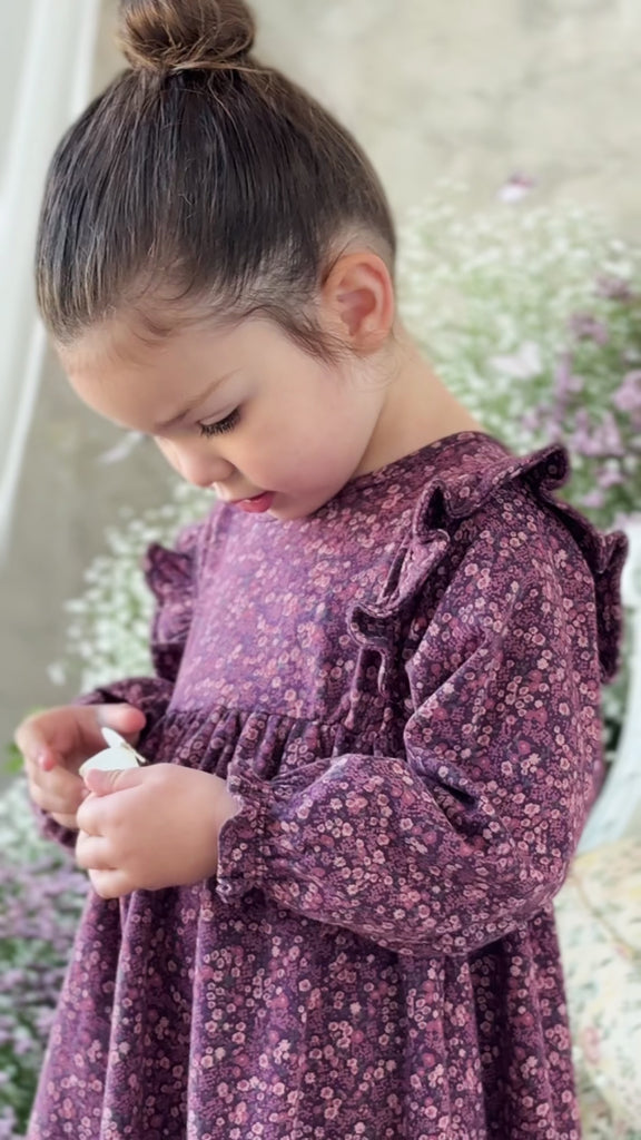 Organic Cotton Frankie Dress - Fig Floral Childrens Dress from Jamie Kay NZ