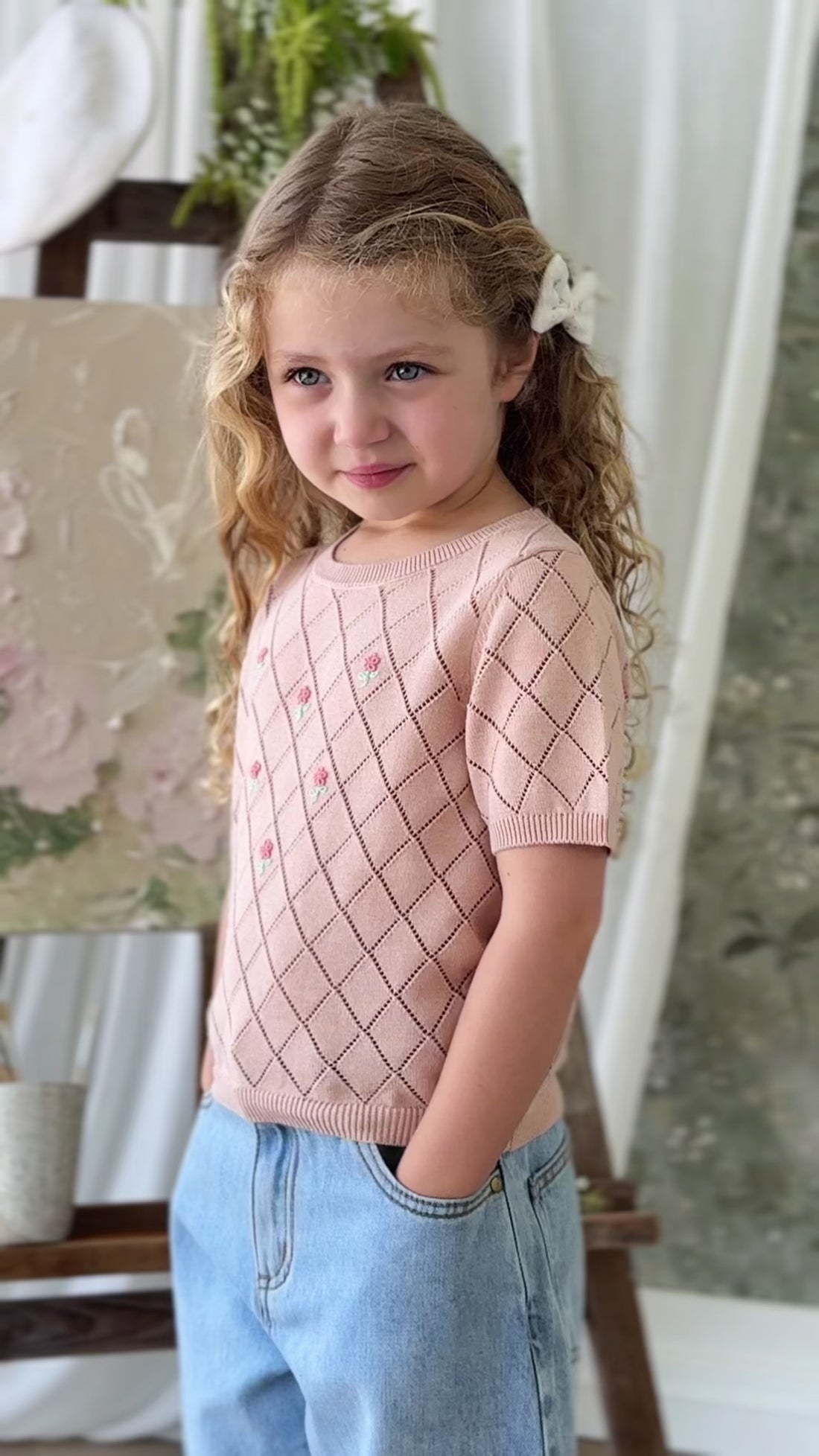 Alexandra Top - Rose Mist Alexandra Flower Childrens Top from Jamie Kay NZ