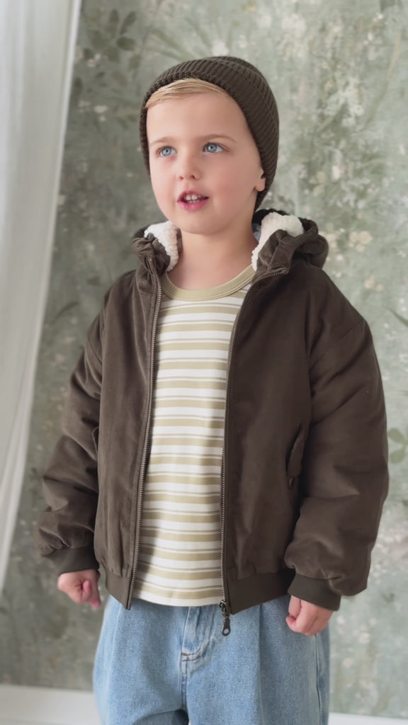 Alastair Jacket - Deep Olive Childrens Jacket from Jamie Kay NZ