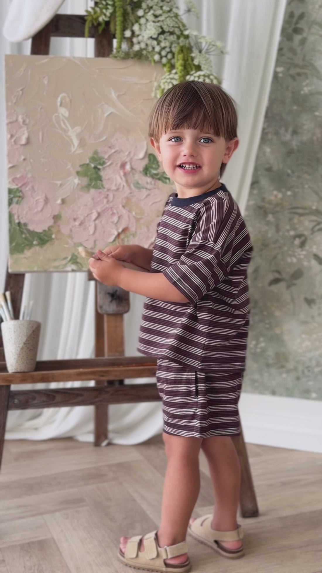 Slub Cotton Iver Short - Regal Stripe Childrens Shorts from Jamie Kay NZ