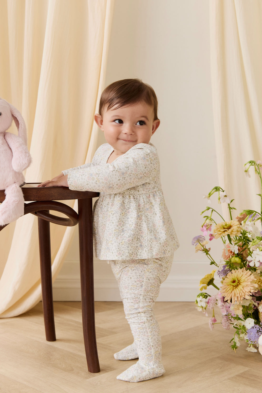 Organic Cotton Petal Wrap Top-Cottage Garden Childrens Top from Jamie Kay NZ