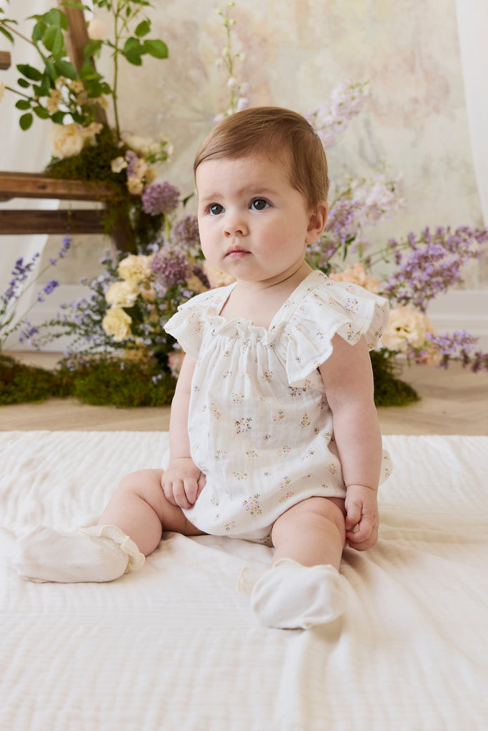 Organic Cotton Muslin Harriet Playsuit - Ayla Whisper Childrens Playsuit from Jamie Kay NZ