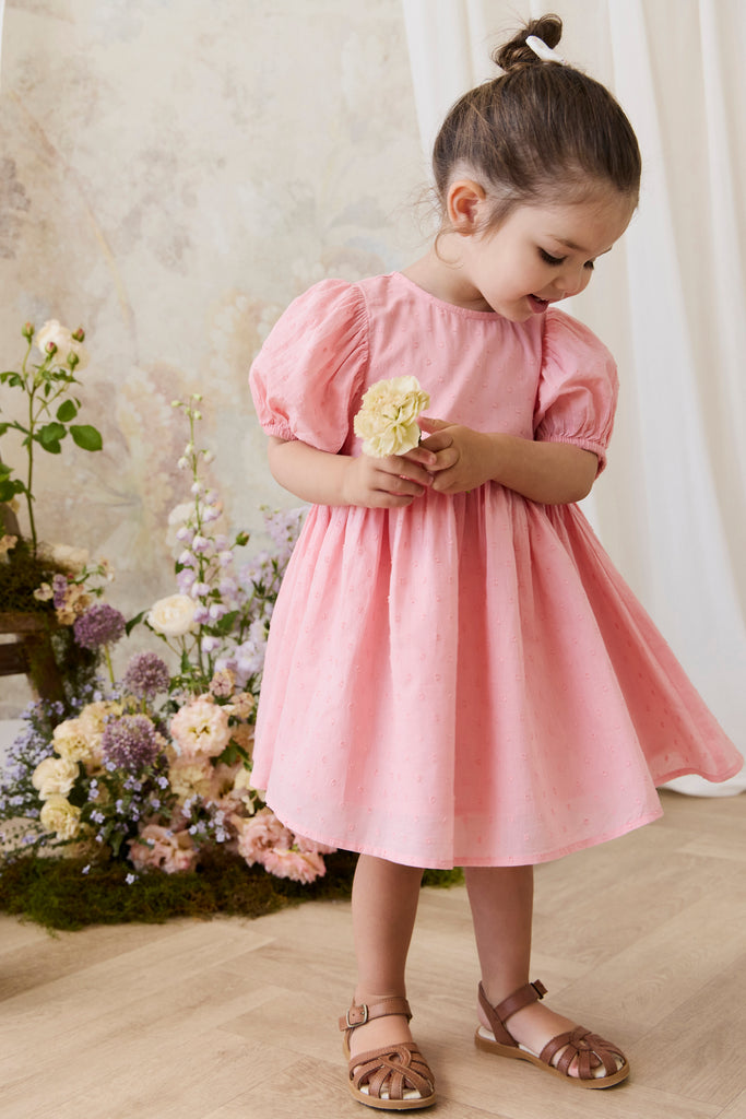 Organic Cotton Frannie Dress - Swiss Pink Childrens Dress from Jamie Kay NZ