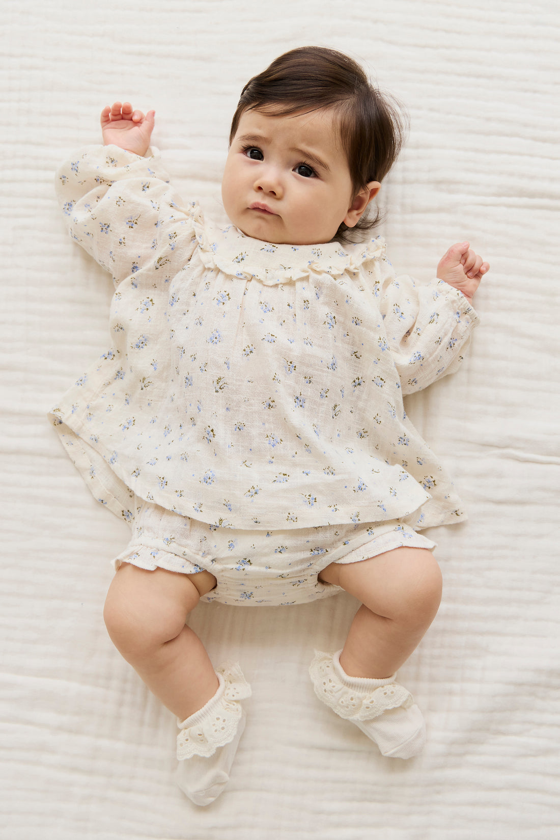 Organic Cotton Frill Bloomer - Juniper Fields Blue Childrens Bloomer from Jamie Kay NZ