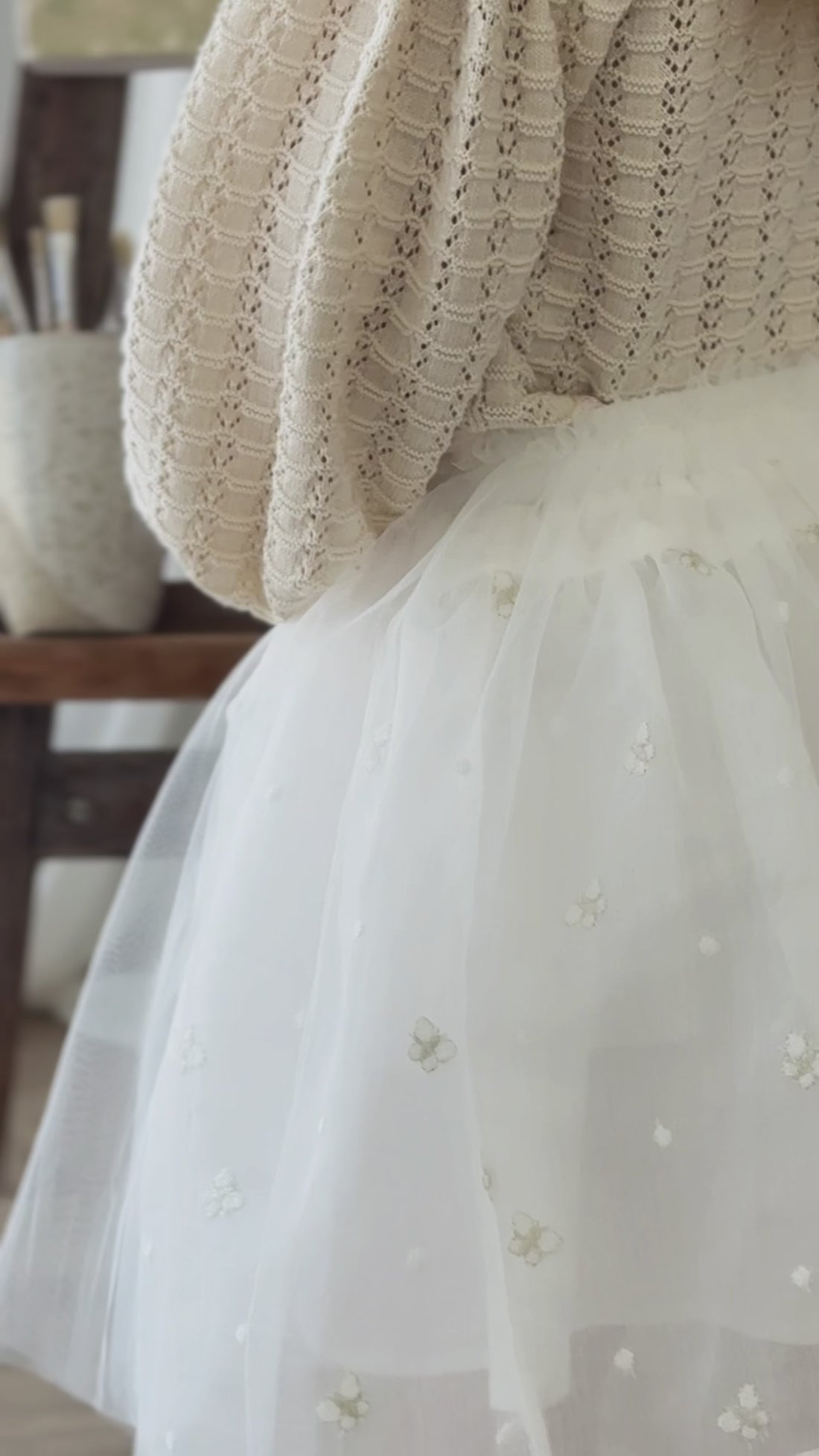 Bellamy Skirt - Parchment Ballerina Butterfiles Childrens Skirt from Jamie Kay NZ