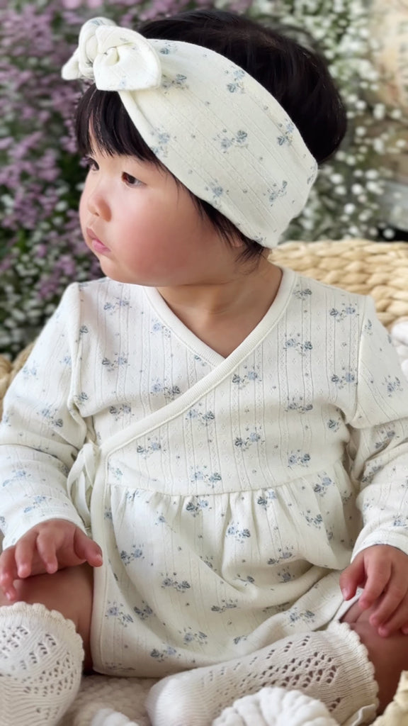 Organic Cotton Pointelle Clemence Wrap Top - Molly Blue Childrens Top from Jamie Kay NZ