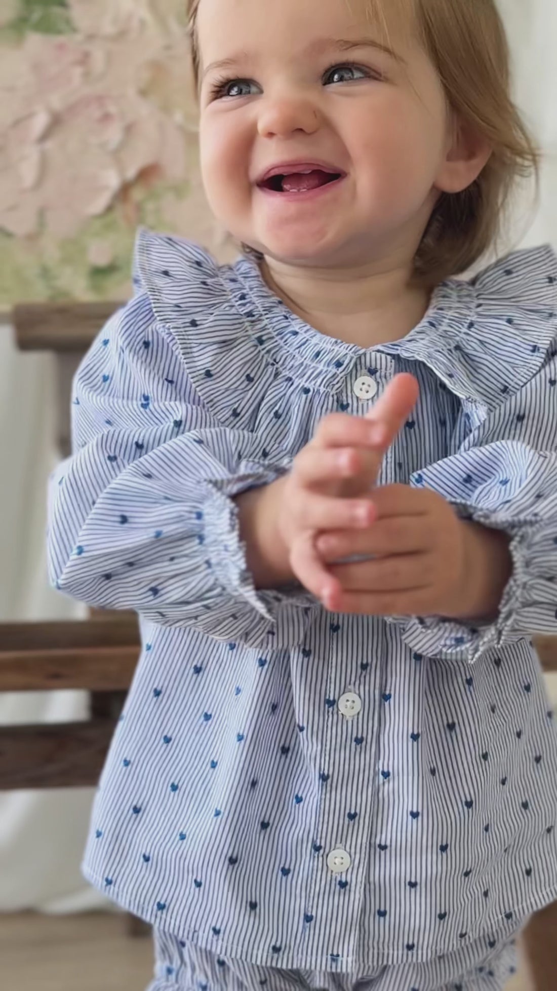 Organic Cotton Bellamy Blouse - Mon Amour Stripe Indigo Childrens Top from Jamie Kay NZ